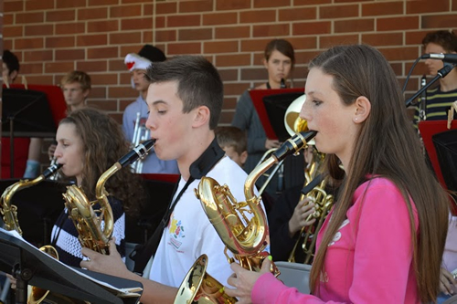 Student orchestra playing music